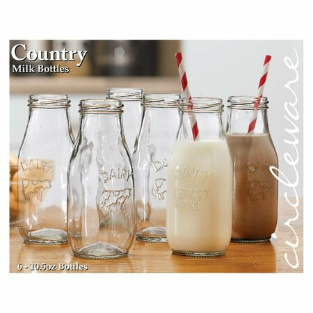 CIRCLEWARE 10.5 oz Country Clear Milk Bottle - Set of 6, 6PK 92039